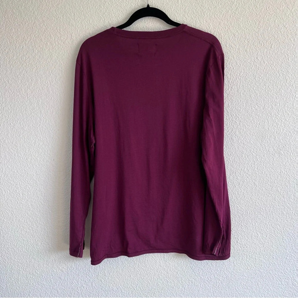 M.Singer Mens Long Sleeve Cotton Burgundy Tee - Picture 5 of 11